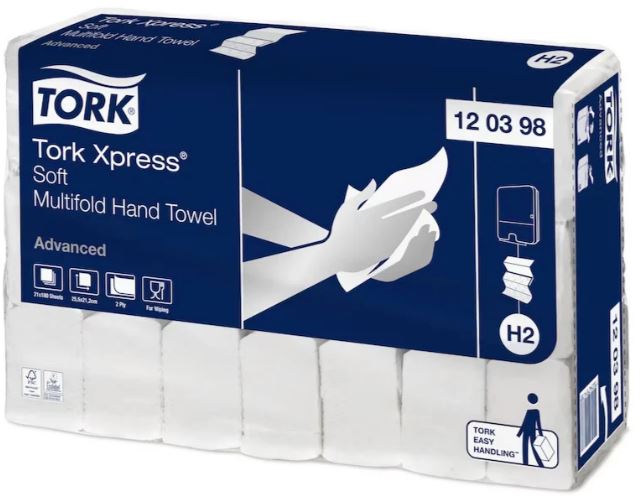 TORK 120398 H2 XPRESS HAND TOWEL MULTIFOLD ADVANCED SOFT 2 PLY