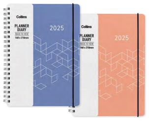 COLLINS DIARY POCKET A63 FASCINATE ASSORTED COLOURS WEEK TO VIEW POLYPROP WIRO ODD YEAR