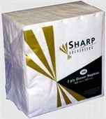 SHARP PAPER NAPKIN DINNER SERVIETTE WHITE EMBOSSED 3 PLY 400 X 400MM PACK 100