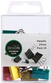 DIXON FOLDBACK CLIP 19MM ASSORTED METALLIC PACK 10