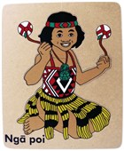 WOODEN PUZZLE MAORI NGA POI GIRL WITH POIS
