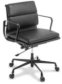 EDEN EAMES REPLICA CHAIR SOFTPAD MIDBACK BLACK FRAME GENUINE LEATHER BLACK