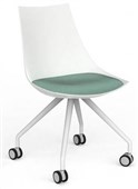 KNIGHT LUNA VISITOR CHAIR WHITE CASTOR BASE WHITE SHELL SEAT PAD IN SPLICE LAGOON