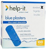 HELPIT PLASTERS METAL DETECTABLE WATERPROOF STANDARD BLUE BOX 100
