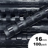 FELLOWES BINDING COILS PLASTIC A4 21 LOOP 16MM BLACK PACK 100