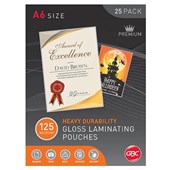 GBC LAMINATING POUCH 125 MICRON A6 CLEAR PACK 25
