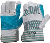 PROCHOICE SAFETY GLOVES GENERAL PURPOSE R88FG REINFORCED LEATHER PALM GREEN PAIR