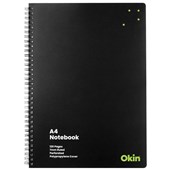 OKIN SPIRAL NOTEBOOK A4 POLYPROP COVER BLACK 120 PAGE
