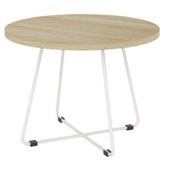 KNIGHT ZION COFFEE TABLE ROUND D600 X H450MM WHITE FRAME ATLANTIC OAK TOP