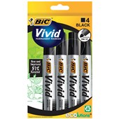 BIC ECOLUTIONS VIVID PERMANENT MARKER BULLET BLACK PACK 4