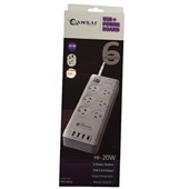 SANSAI 6 WAY POWERBOARD 6 SOCKET 4 USB