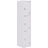 FORTIS STORAGE LOCKER 3 DOOR LATCH LOCKING H1850 X L380 X D450MM WHITE