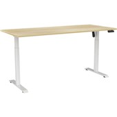 KNIGHT HAVEN BOOST ELECTRIC SINGLE SIDED DESK W1800 X D800MM WHITE FRAME ATLANTIC OAK TOP