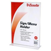 ESSELTE SIGN  MENU HOLDER DOUBLE SIDED PORTRAIT A3 CLEAR