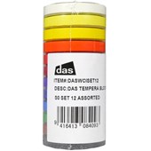 DAS TEMPERA PAINT DISC W44 X H7MM ASSORTED COLOURS PACK 12