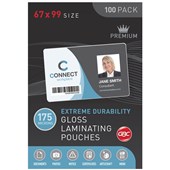 GBC LAMINATING POUCH 175 MICRON 67 X 99MM CLEAR PACK 100