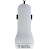 MOKI USB CAR CHARGER DUAL WHITE