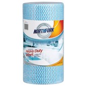 NORTHFORK HEAVY DUTY ANTIBACTERIAL PERFORATED WIPES 45M ROLL BLUE PACK 90 SHEETS