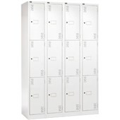 PRECISION CLASSIC STORAGE LOCKER 3 TIER BANK OF 4 W1200 X D457 X H1800MM WHITE SATIN