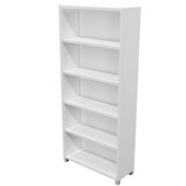 ZEALAND BOOKCASE 4 SHELVES W800 X D300 X H1800MM WITH 50MM FEET WHITE