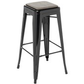 EDEN INDUSTRY BAR STOOL W430 X D430 X H760MM BLACK WITH EASTWOOD FABRIC SLATE SEAT