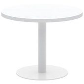 ACCENT CLASSIC COFFEE TABLE ROUND POWDERCOAT W600 X H450MM WHITE BASE SNOWDRIFT NATURALE TOP