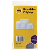 MARBIG PLASTIC BAG RESEALABLE 45MU W75 X L130MM CLEAR PACK 50