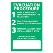 QSI SAFETY SIGN EVACUATION PROCEDURE WRITEABLE W240 X H340MM GREEN AND WHITE