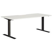 PULSE STRAIGHT SCALLOP DESK 1500MM IRONSTONE METAL LEG WHITE TOP