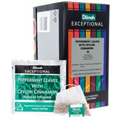 DILMAH EXCEPTIONAL TEA BAGS PEPPERMINT WITH CINNAMON INFUSION INDIVIDUALLY FOIL ENVELOPED BOX 50