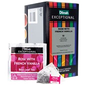 DILMAH EXCEPTIONAL TEA BAGS ROSE WITH FRENCH VANILLA INDIVIDUALLY FOIL ENVELOPED BOX 50