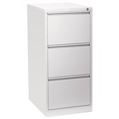 FIRSTLINE VERTICAL FILING CABINET 3 DRAWER W470 X D620 X H1020MM WHITE SATIN