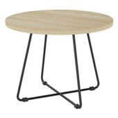 KNIGHT ZION COFFEE TABLE ROUND D600 X H450MM BLACK FRAME ATLANTIC OAK TOP