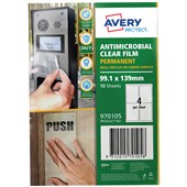 AVERY PROTECT ANTI MICROBIAL PERMANENT FILM 4UP A4 PACK 10