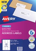 AVERY 959005 L7164 QUICK PEEL ADDRESS LABEL WITH SURE FEED LASER 12UP WHITE PACK 100