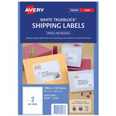 AVERY 959008 L7168 TRUEBLOCK SHIPPING LABEL LASER 2UP WHITE PACK 100