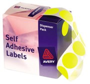 AVERY 937295 ROUND LABEL DISPENSER 24MM FLUORO YELLOW BOX 350