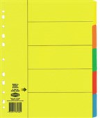 MARBIG MANILLA DIVIDER EXTRA WIDE 5 TAB A4 BRIGHT ASSORTED