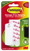 COMMAND ADHESIVE SAWTOOTH PICTURE HANGER WHITE PACK 1 HANGER AND 2 STRIPS