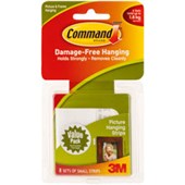 COMMAND PICTURE HANGING STRIP SMALL WHITE VALUE PACK 8 PAIRS