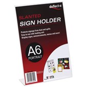 DEFLECTO SIGN HOLDER SLANTED PORTRAIT A6 CLEAR