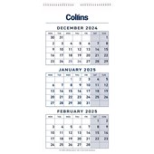 COLLINS WALL CALENDAR THREE MONTH TO VIEW W290 X L620MM ODD YEAR