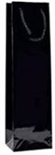 CARRY BAG BOTTLE WINE H360 X W100MM LAMINATED BLACK WITH HANDLE